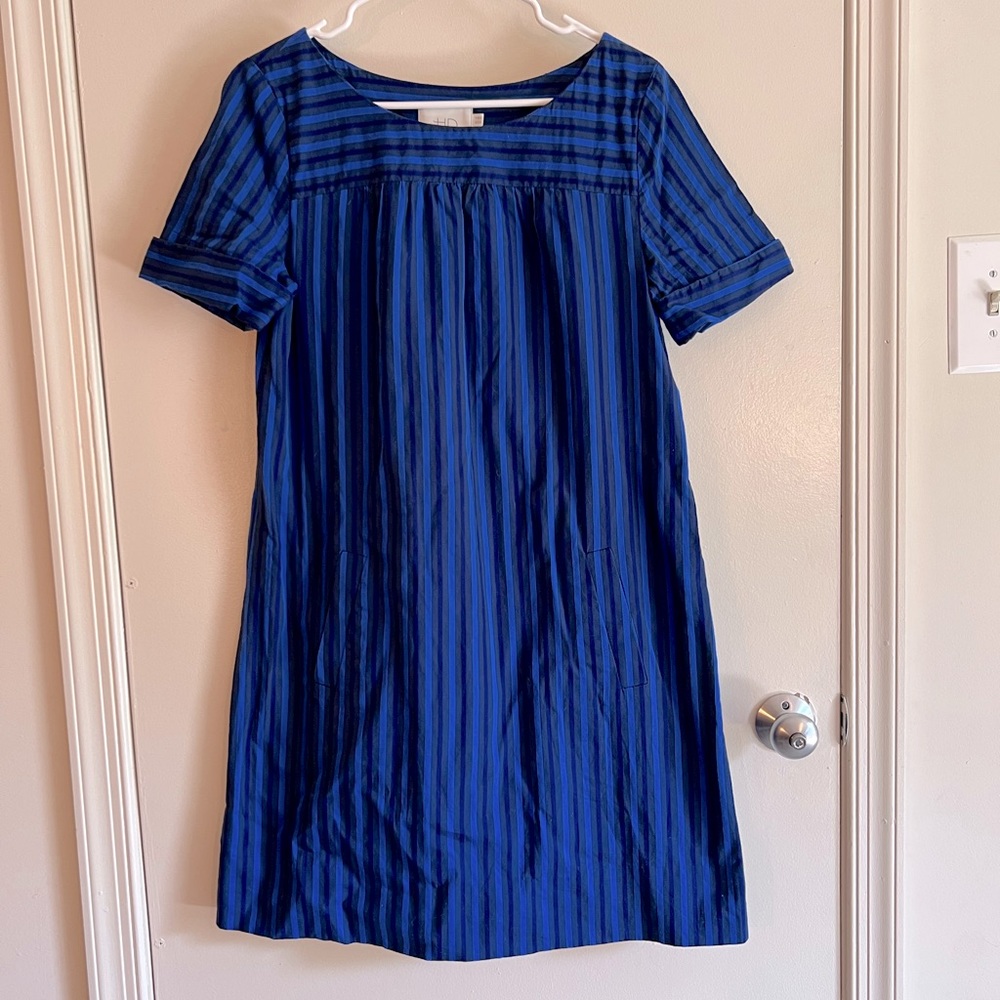 Anthropologie Brand Size 8 Blue Stripped Dress